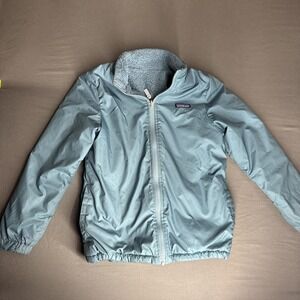 Vintage Patagonia Kids Girls Teal Fleece Jacket XS 5-6? Winter